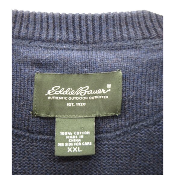 Eddie Bauer Sweater XXL Pullover Y2K Classic Chunky Ribbed Crewneck - Picture 8 of 9